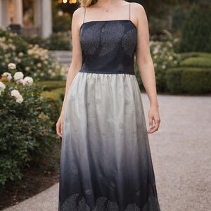Vintage Ellen Tracy Silk Ombre Maxi Dress 🤍 Y2K Prom Fairycore Formal Size 12